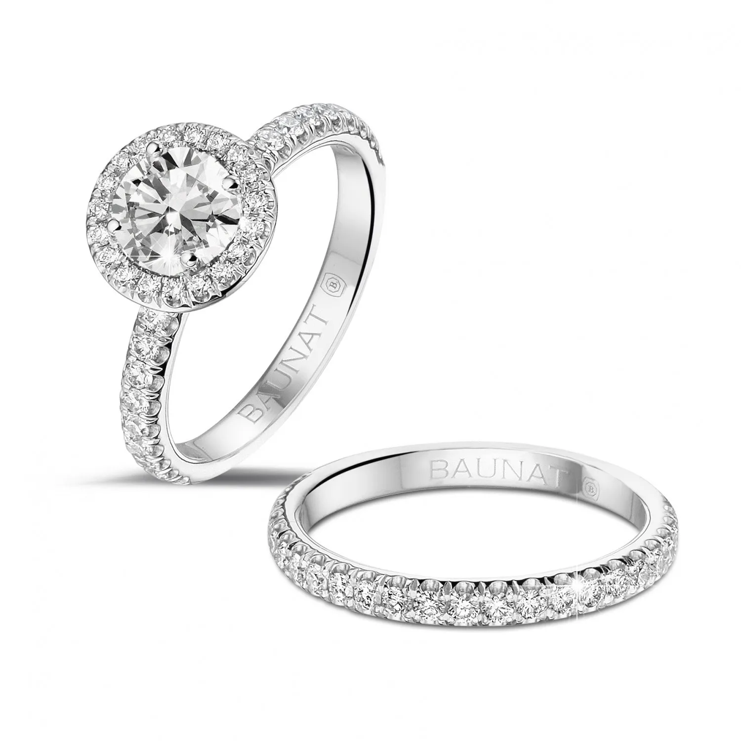 0.70 quilates halo anillo solitario en oro blanco con diamantes redondos 