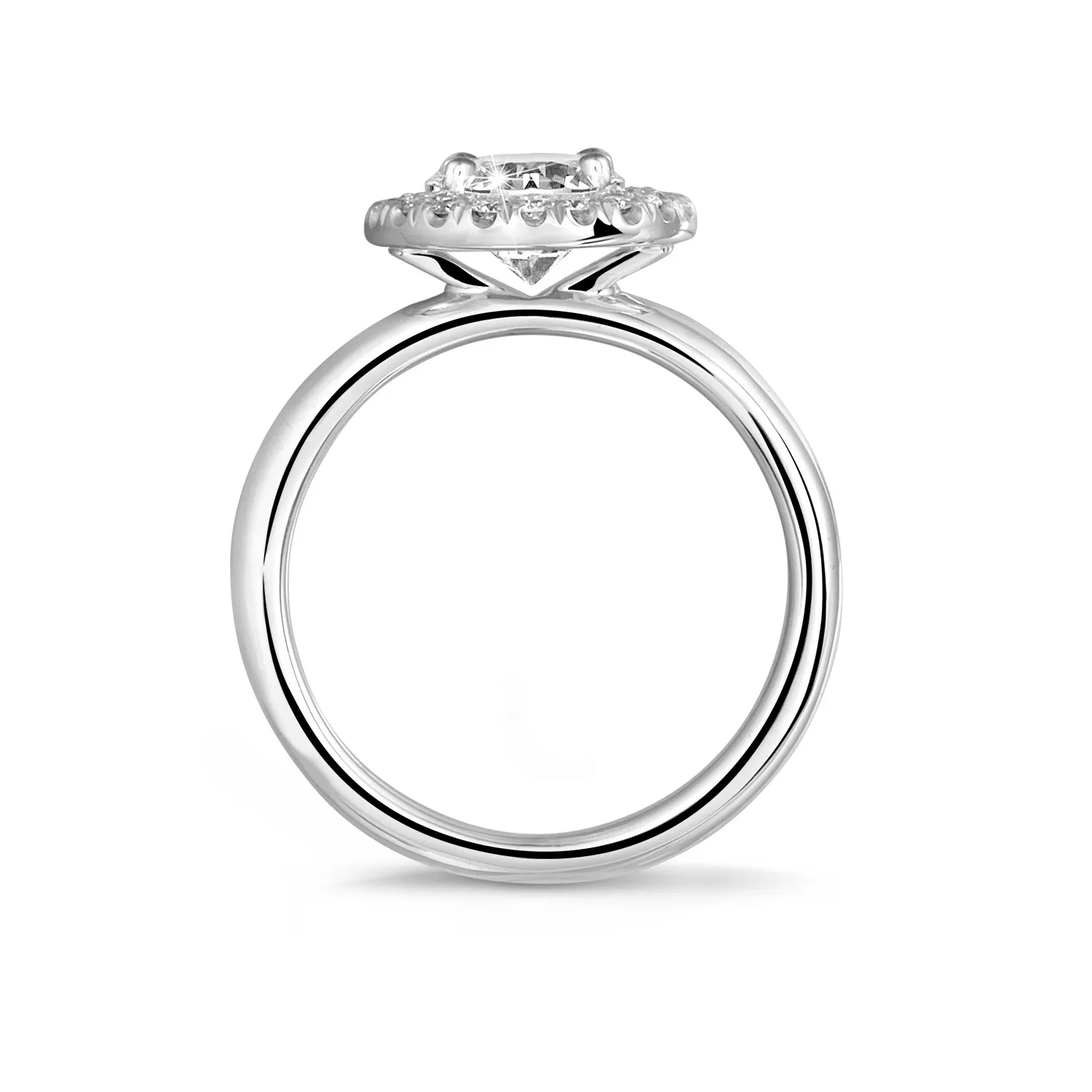 0.90 quilates halo anillo solitario en oro blanco con diamantes redondos 