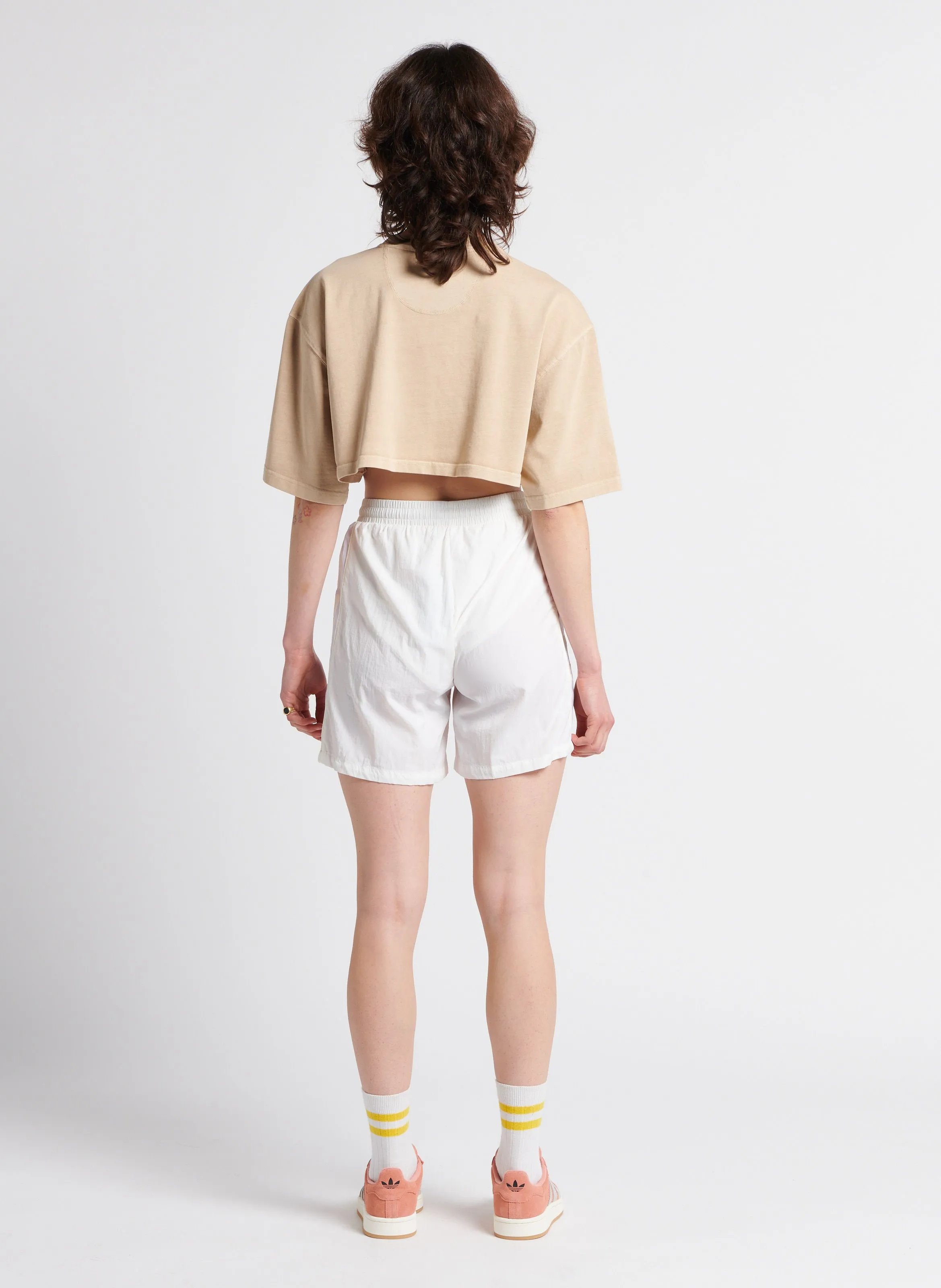 ADIDAS Camiseta corta de algodón de deporte en beige