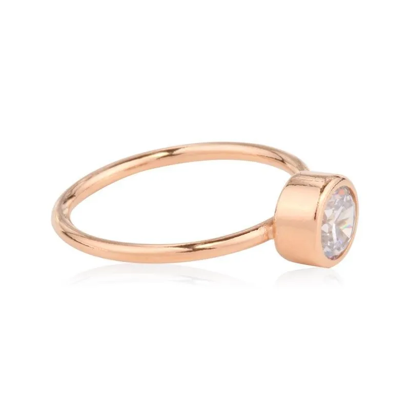 Anillo Plata Rosado con Circonita
