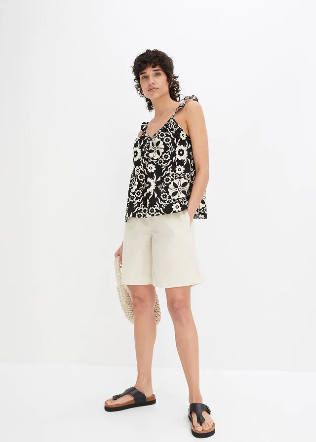 Bermudas con lino gris guijarro