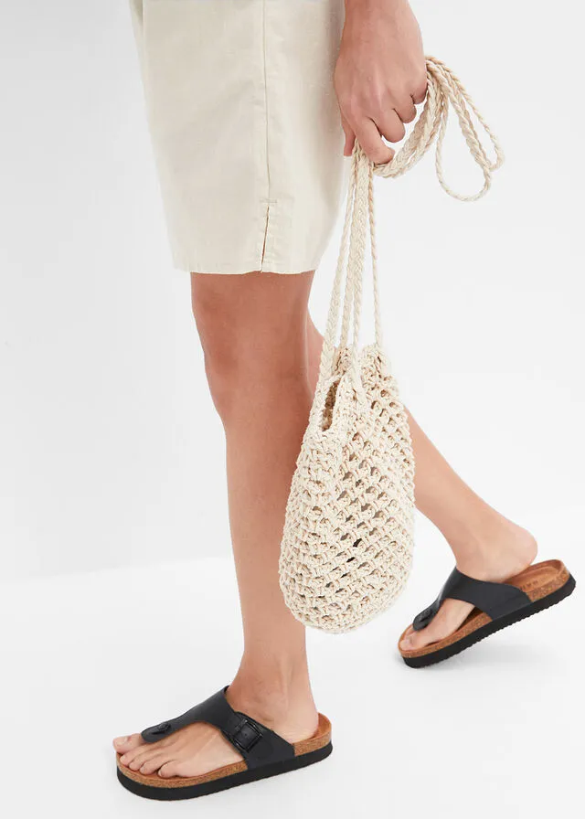 Bermudas con lino gris guijarro