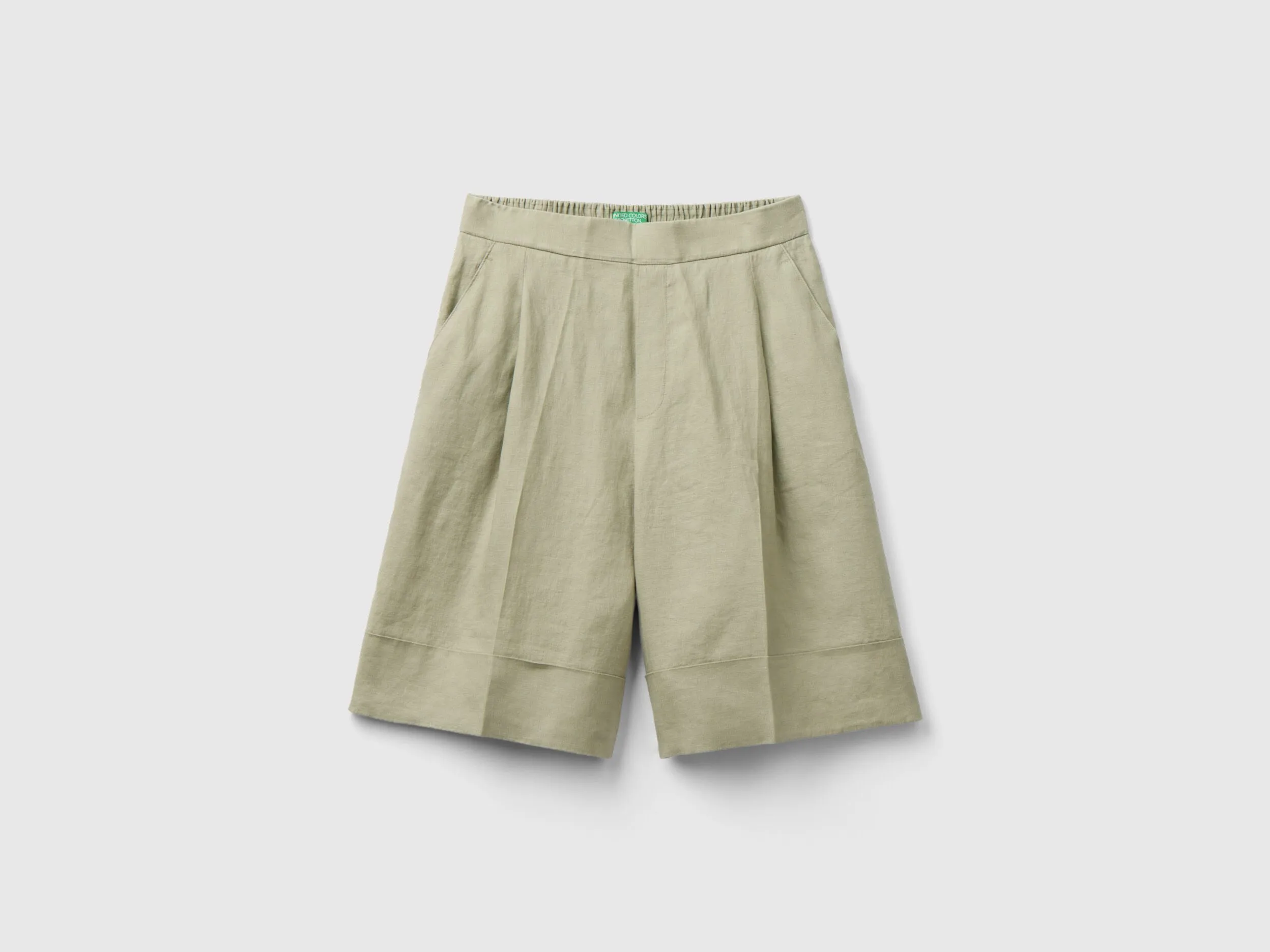 Bermudas de 100 % lino con vuelta