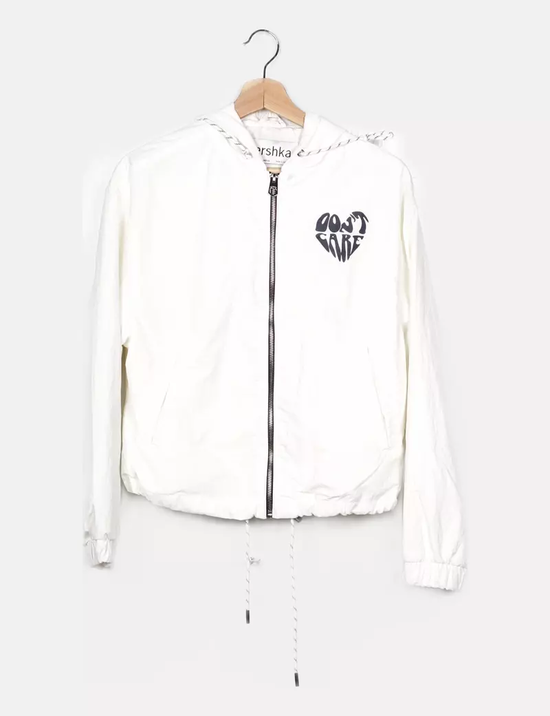 Bershka Chaqueta blanca impermeable