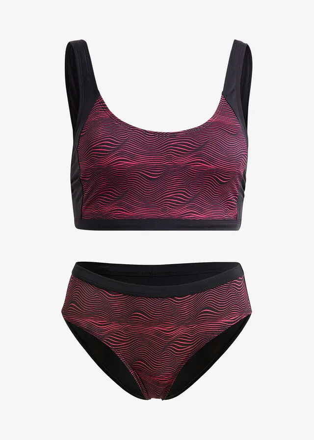 BIKINI BUSTIER (2 PIEZAS) NEGROROSA CON ESTAMPADO GRáFICO