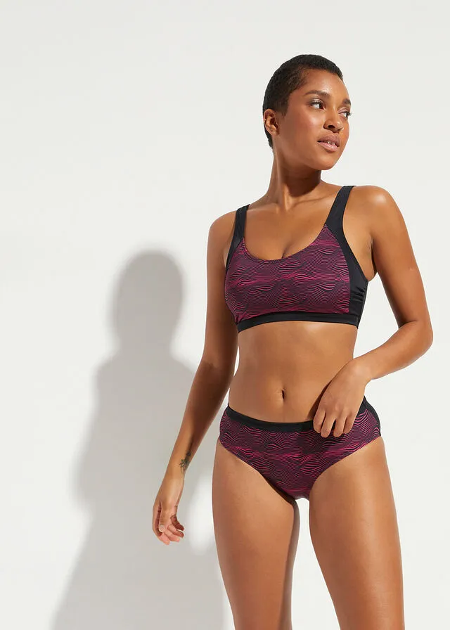BIKINI BUSTIER (2 PIEZAS) NEGROROSA CON ESTAMPADO GRáFICO