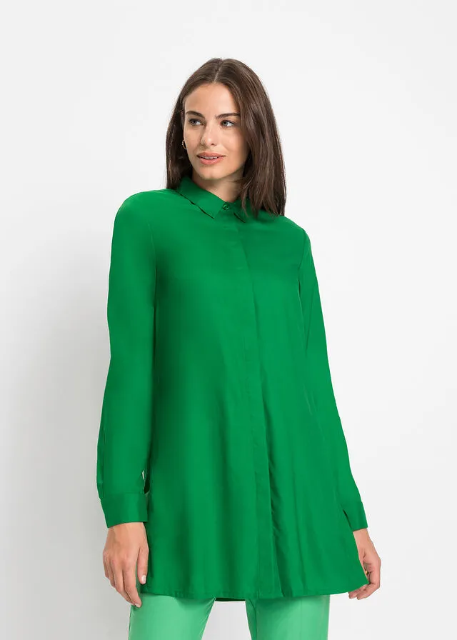 Blusa larga con abertura Verde