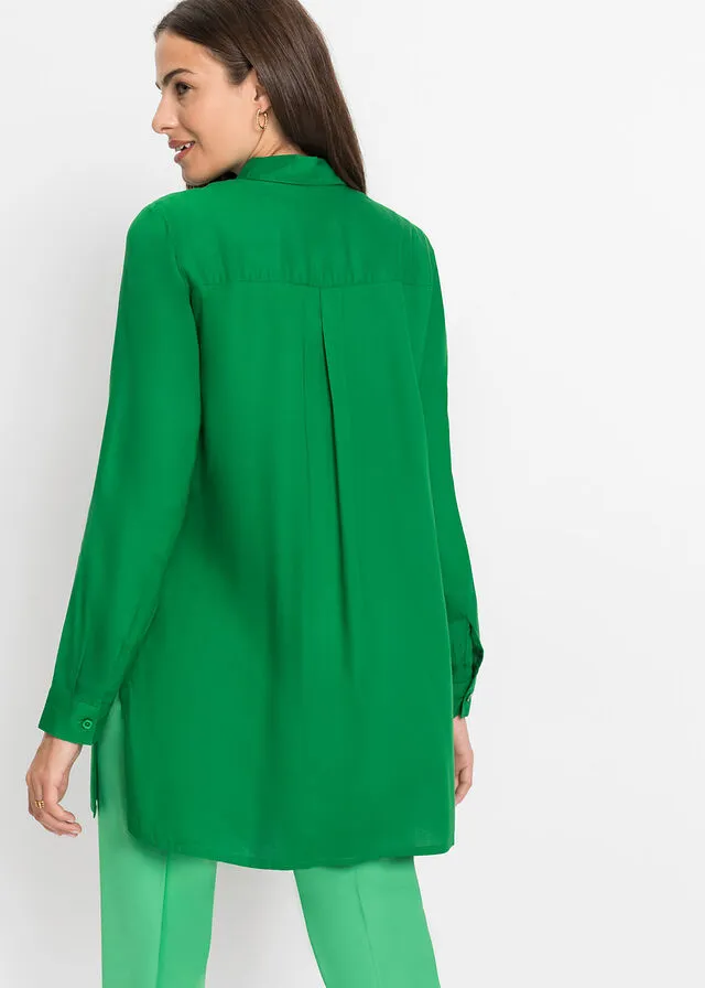 Blusa larga con abertura Verde
