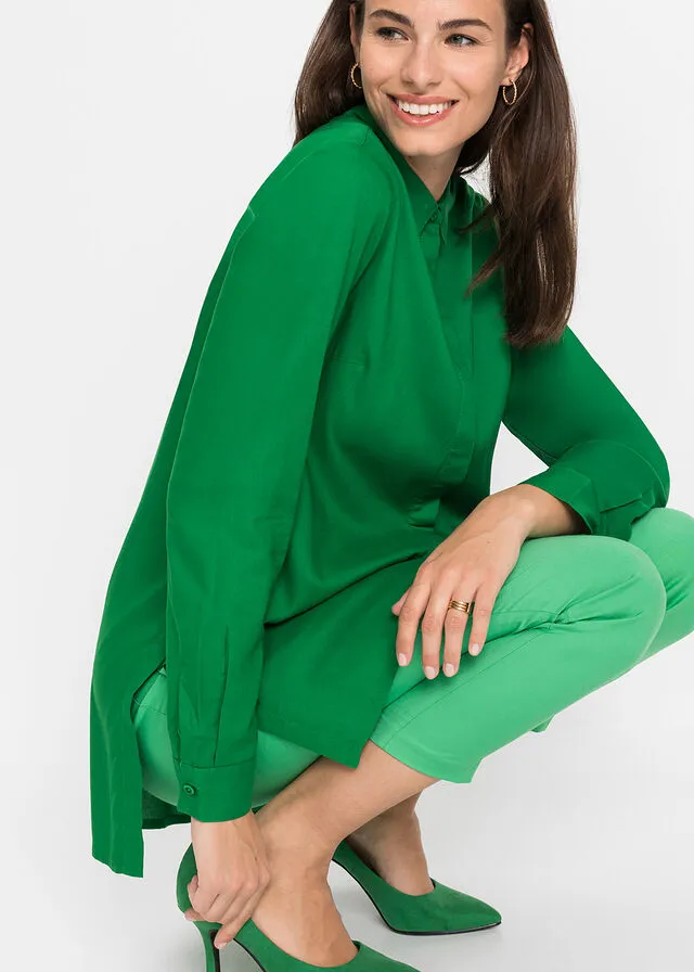 Blusa larga con abertura Verde