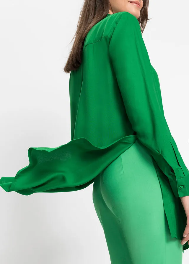 Blusa larga con abertura Verde