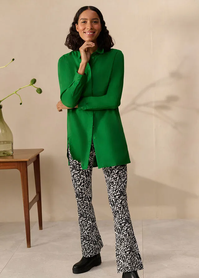 Blusa larga con abertura Verde