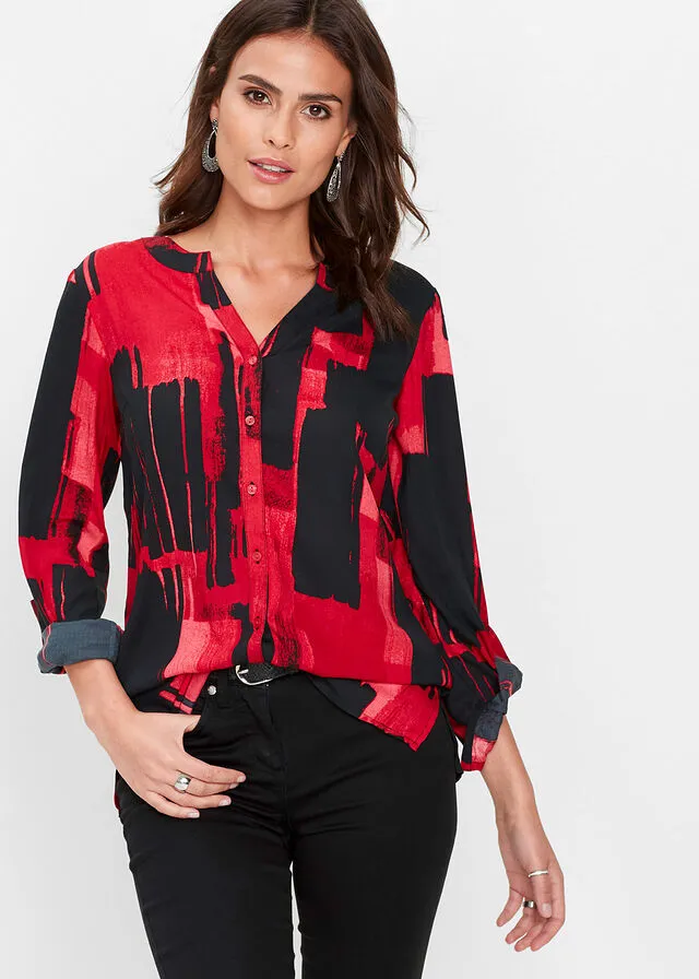 BLUSA LARGA CON ESTAMPADO ROJONEGRO