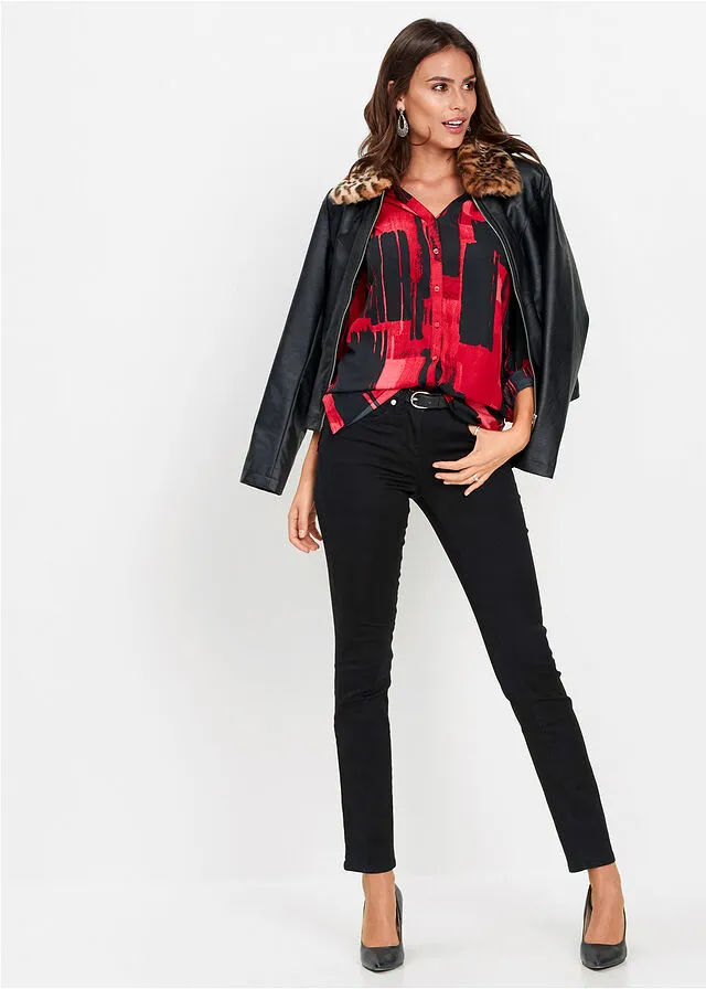 BLUSA LARGA CON ESTAMPADO ROJONEGRO