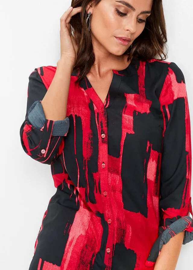 BLUSA LARGA CON ESTAMPADO ROJONEGRO
