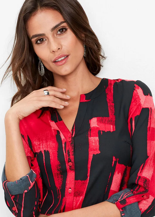 BLUSA LARGA CON ESTAMPADO ROJONEGRO