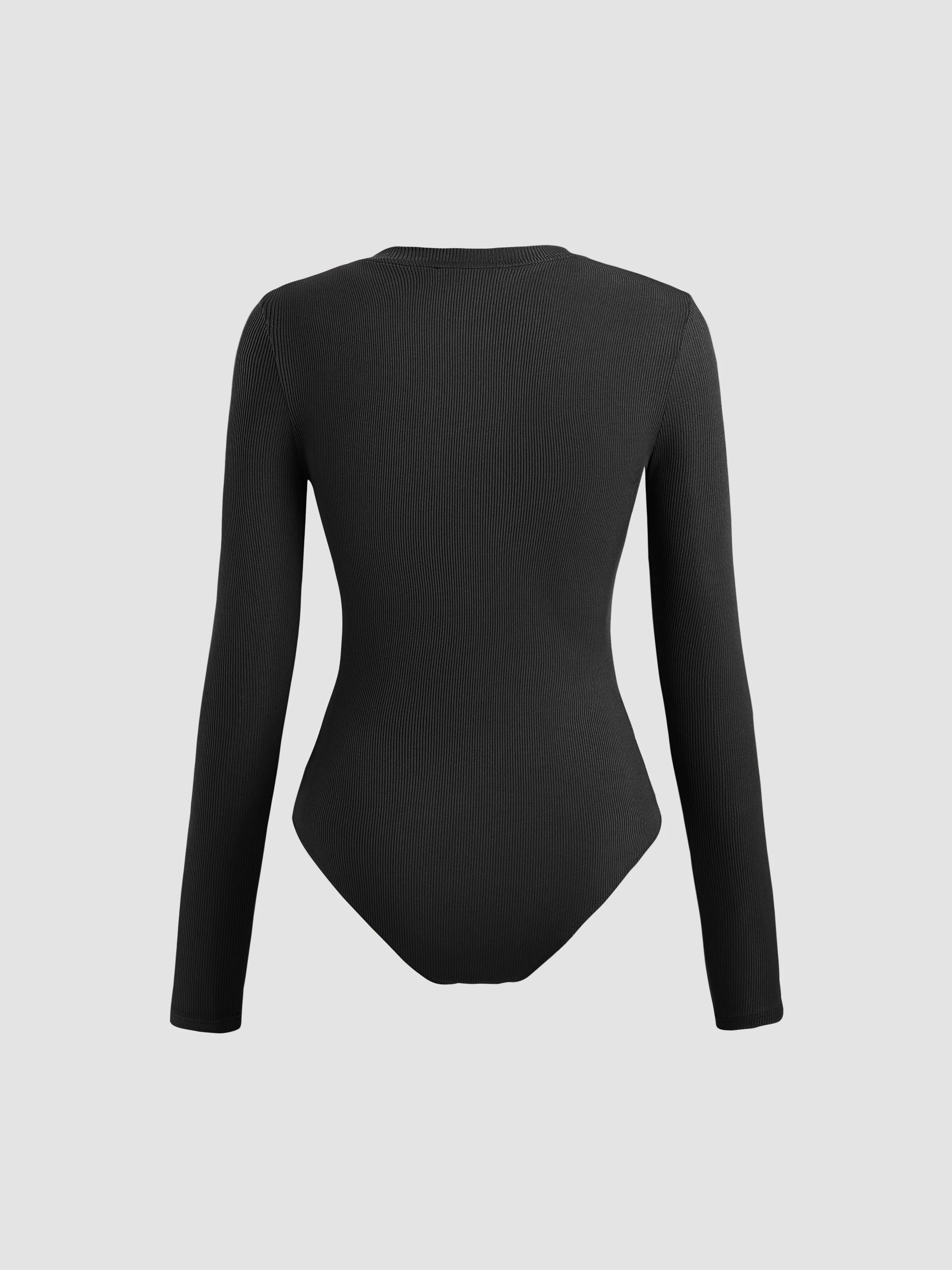  Body de Cuello en V con Cremallera de Jersey