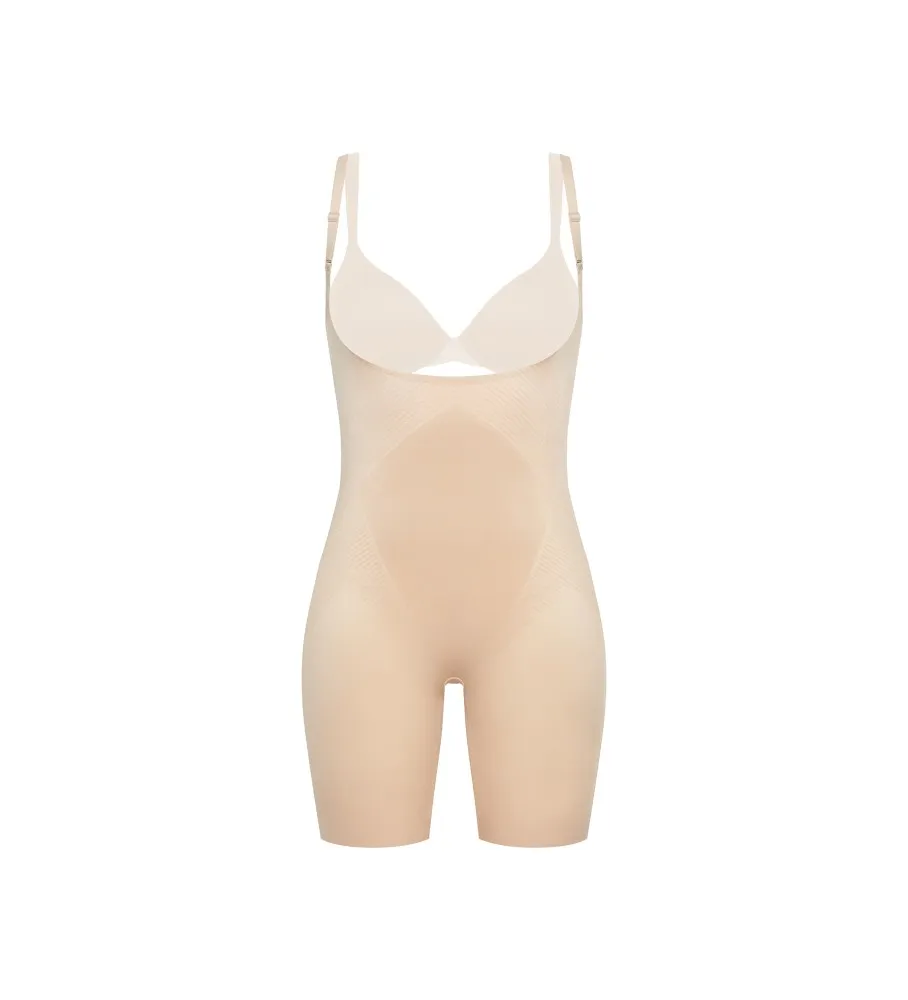 Body moldeador con pierna beige