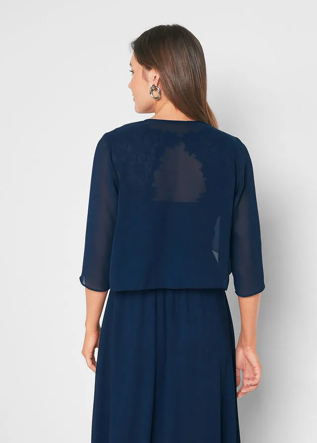 Bolero de gasa con poliéster reciclado Azul oscuro