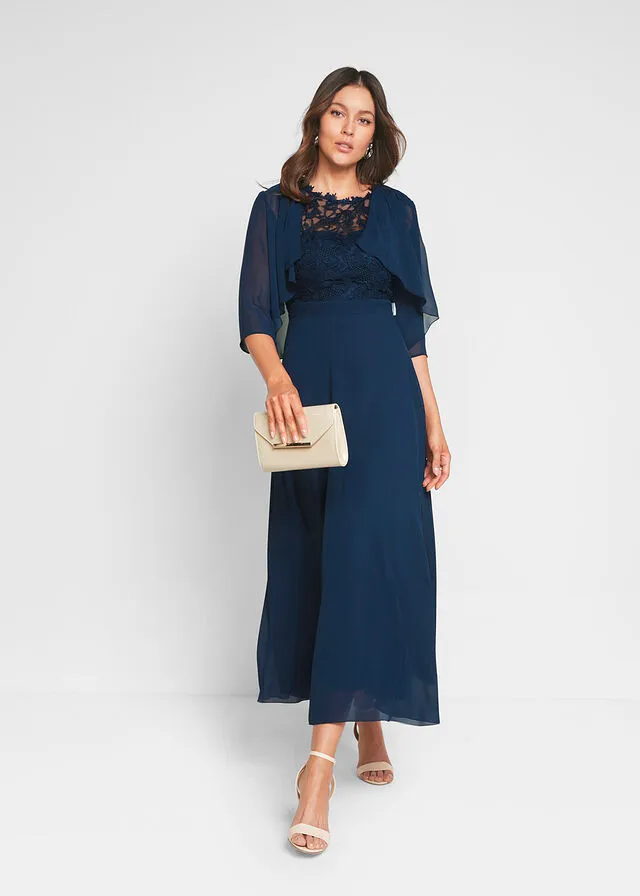 Bolero de gasa con poliéster reciclado Azul oscuro