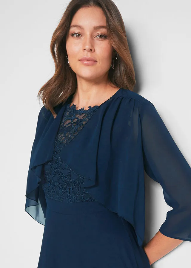 Bolero de gasa con poliéster reciclado Azul oscuro