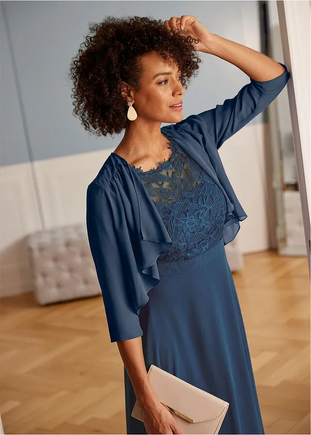 Bolero de gasa con poliéster reciclado Azul oscuro