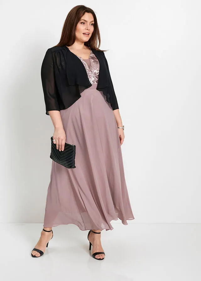 Bolero de gasa con poliéster reciclado Negro
