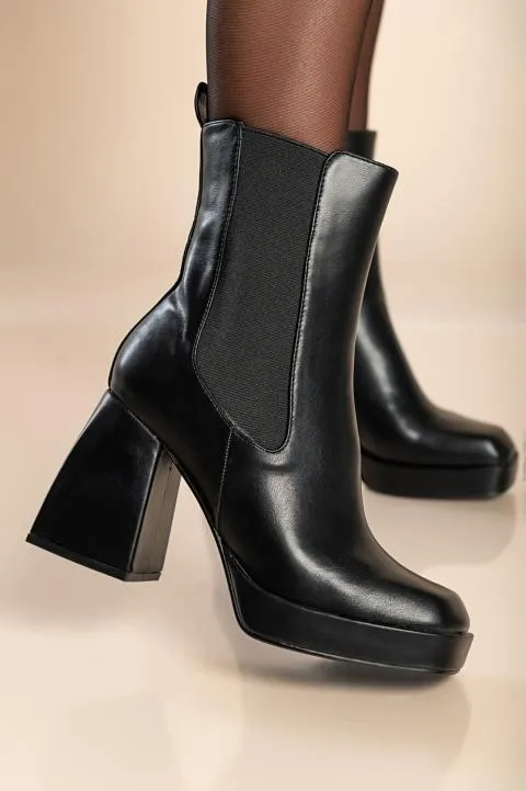 Botines Elegantes De Tacón Alto, U4AX89688, Negro