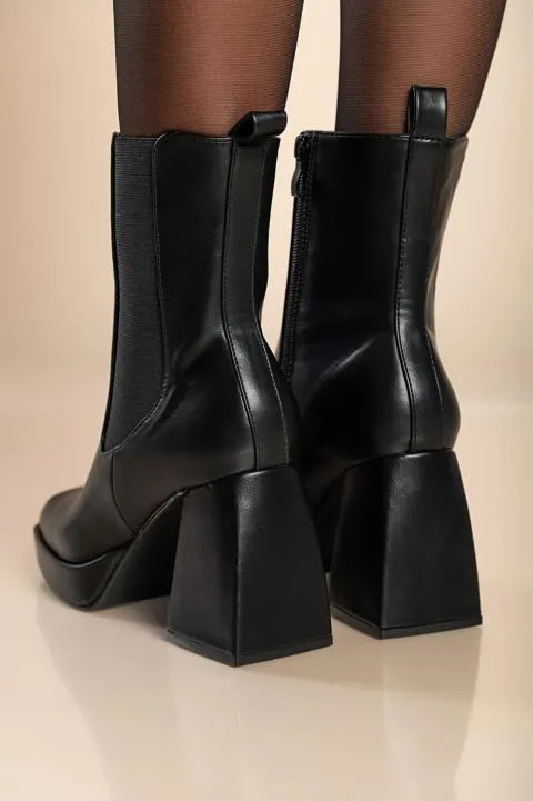 Botines Elegantes De Tacón Alto, U4AX89688, Negro
