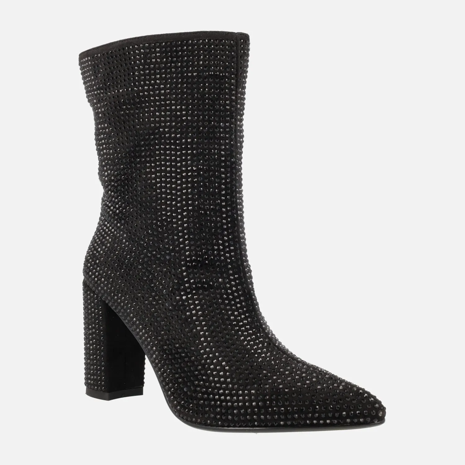 Botines negros de tacón alto cubiertos de strass Handre