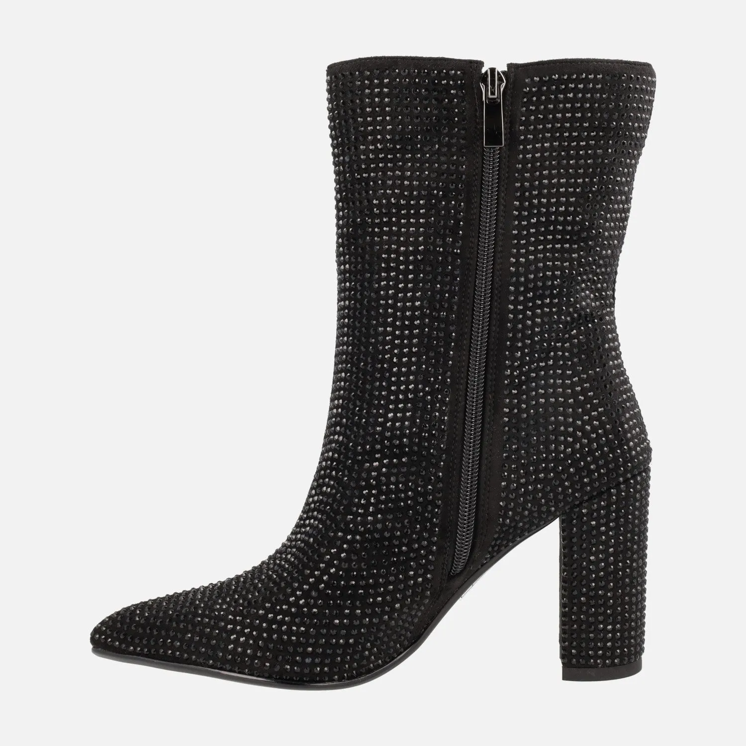 Botines negros de tacón alto cubiertos de strass Handre