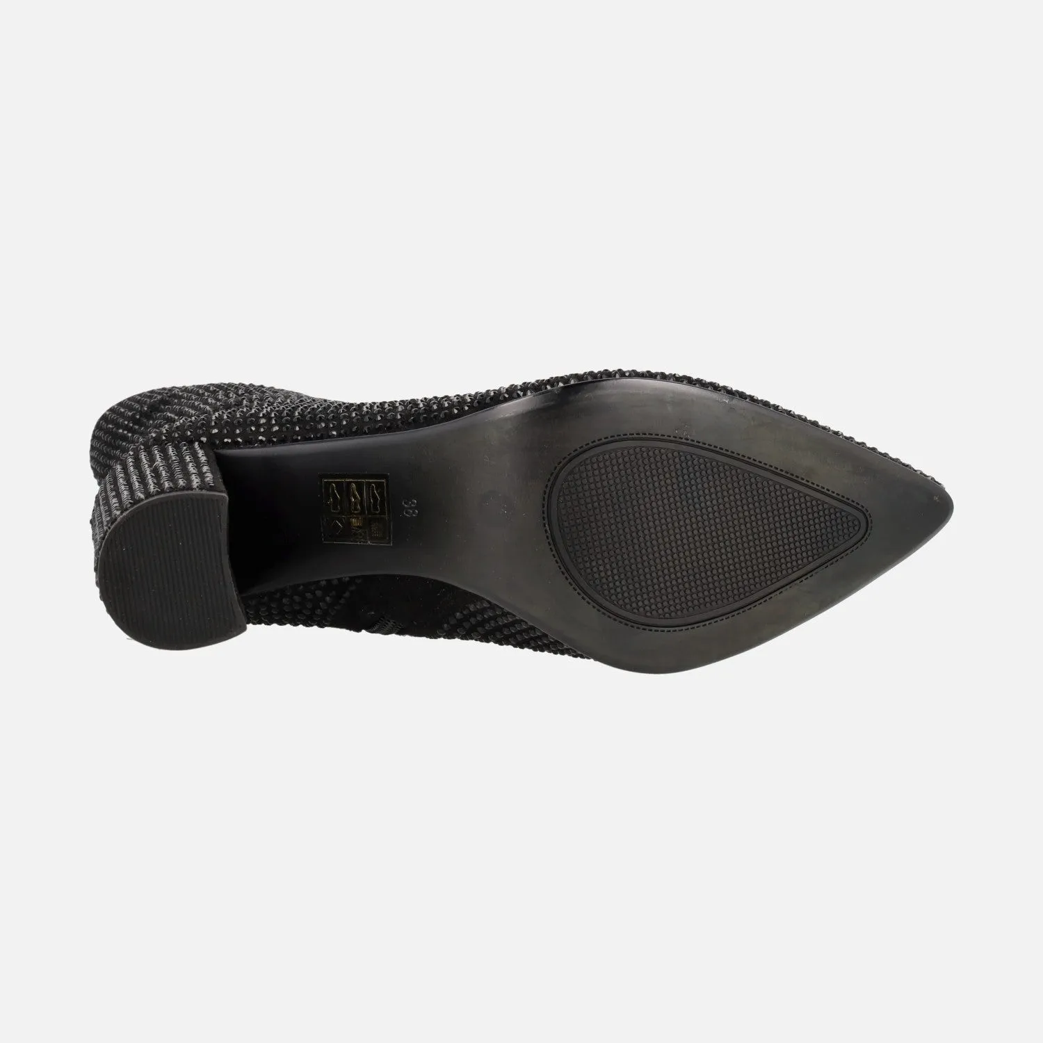 Botines negros de tacón alto cubiertos de strass Handre