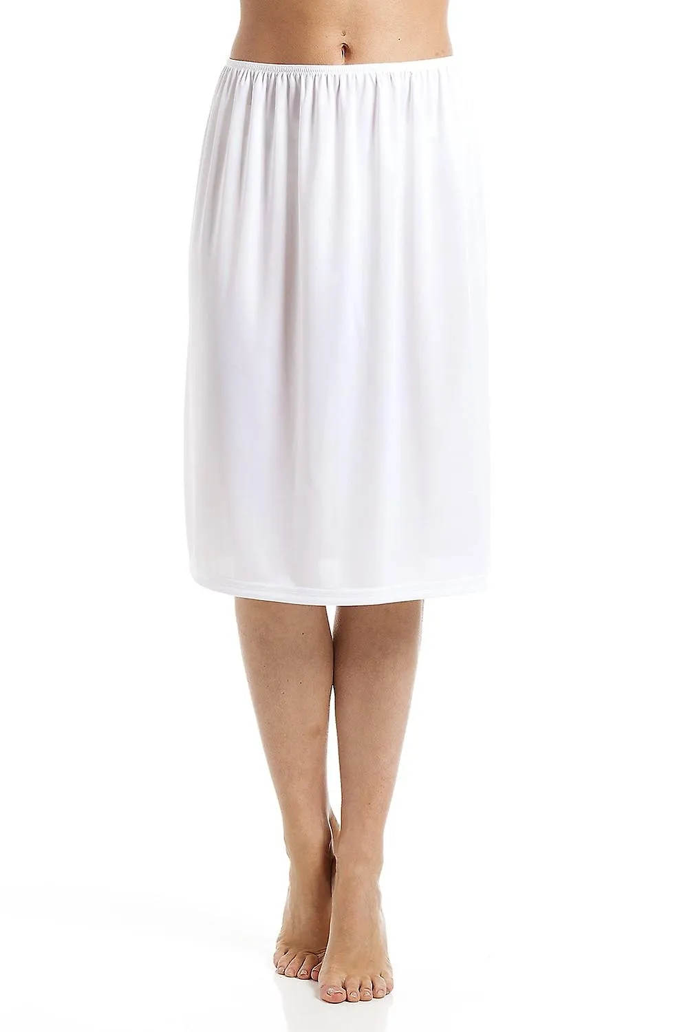 Camille Mujer 24'' Media Longitud Resistente Debajo de la Falda Slip Blanco