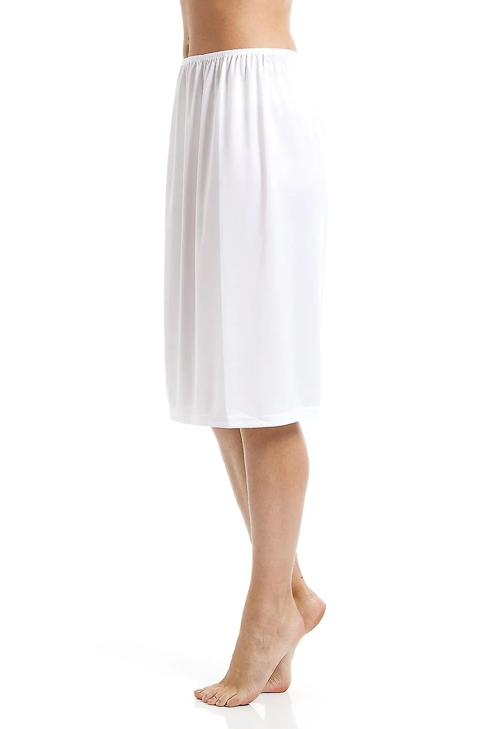 Camille Mujer 24'' Media Longitud Resistente Debajo de la Falda Slip Blanco