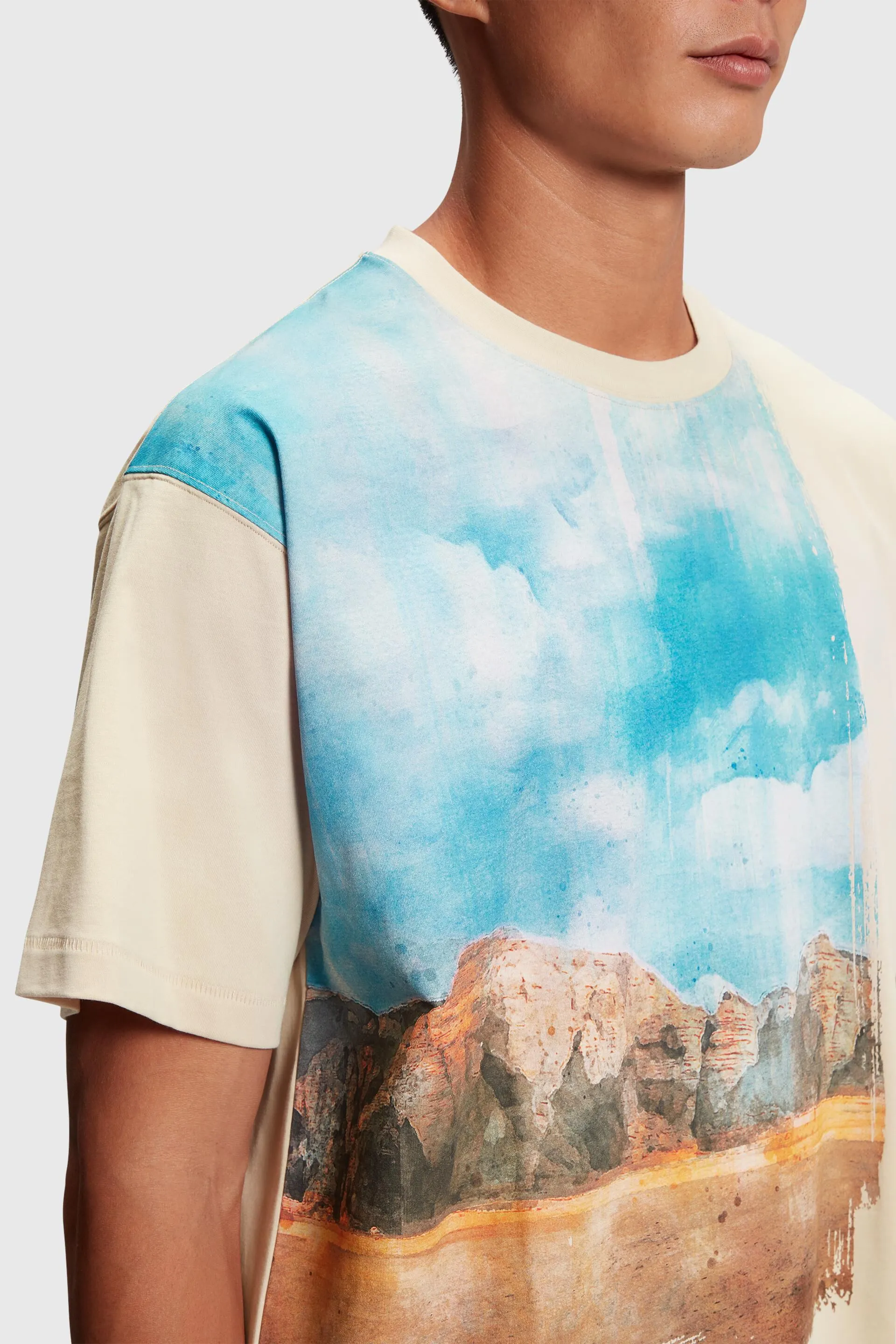 Camisa con estampado digital de paisaje en el panel delantero