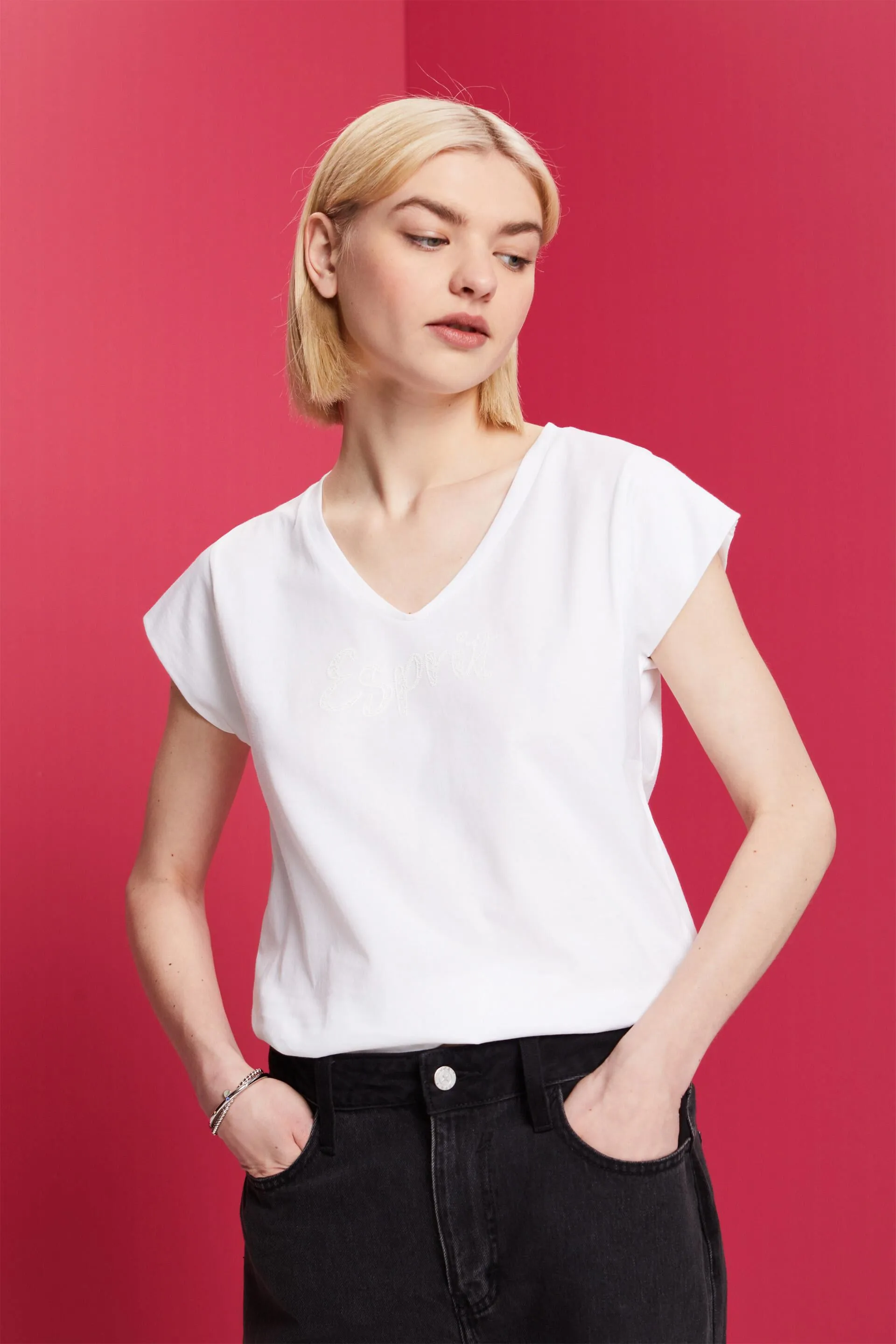 Camiseta con estampado a tono, 100 % algodón