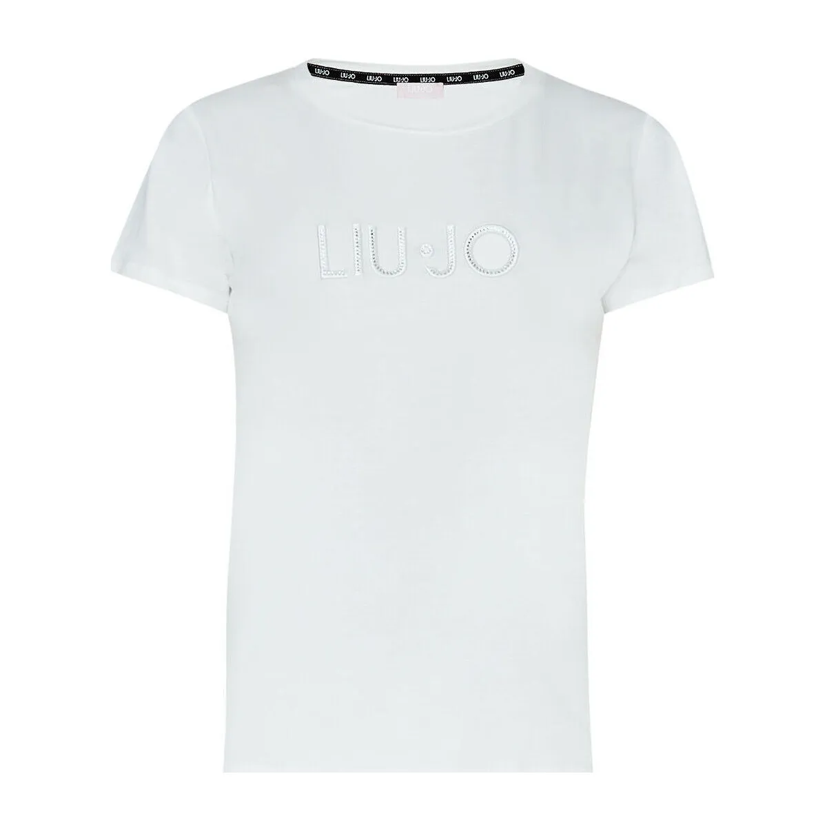 Camiseta con logotipo bordado y strass