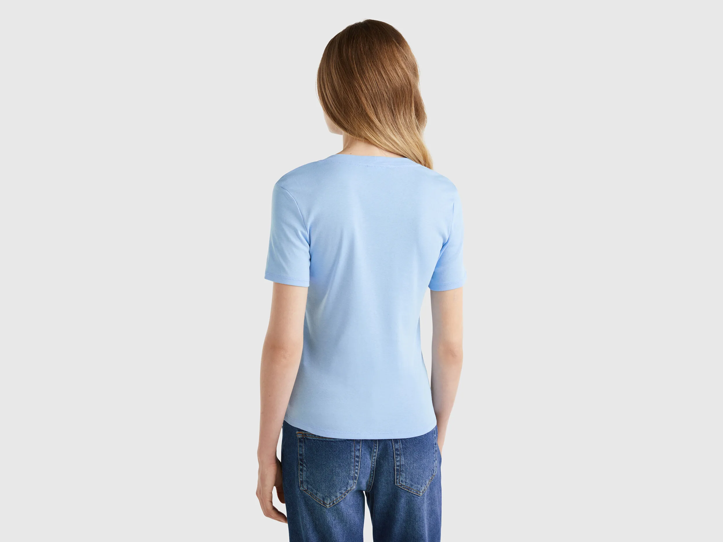 Camiseta de manga corta de algodón de fibra larga