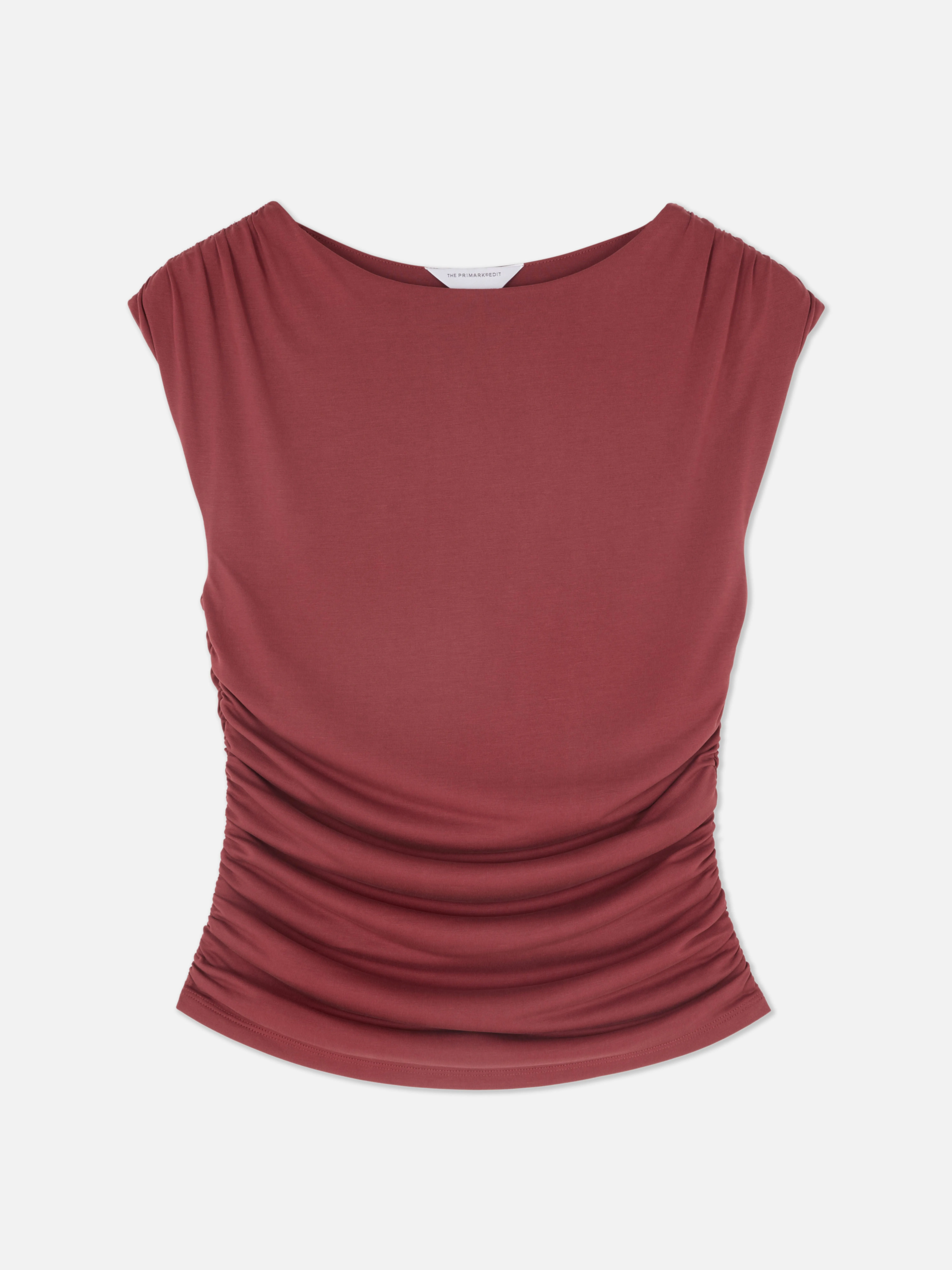 Camiseta drapeada sin mangas de The Edit