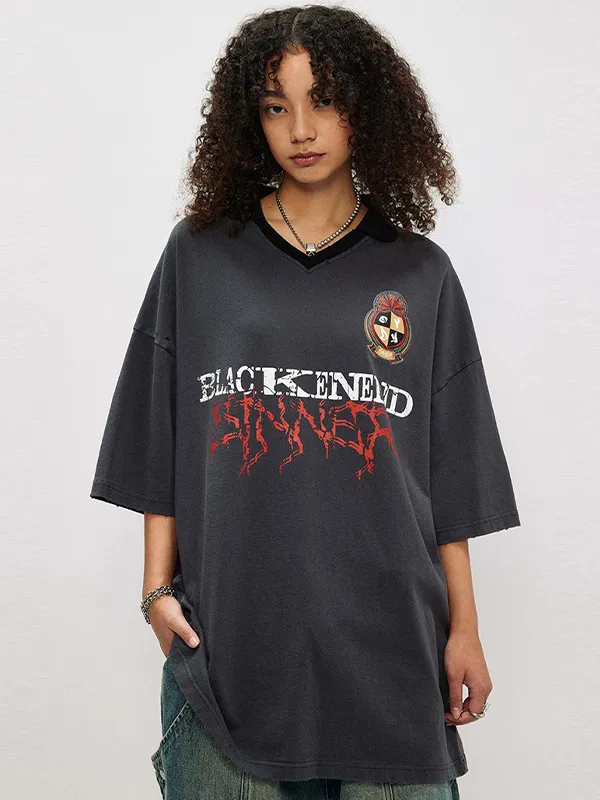 Camiseta extragrande de manga corta con estampado callejero