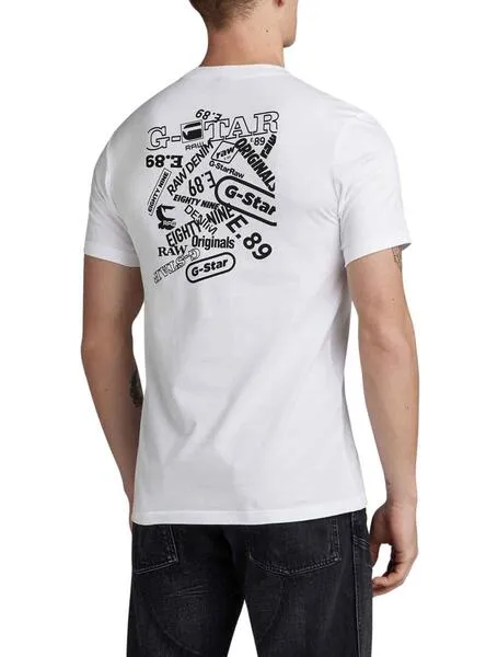 CAMISETA GSTAR BACK GRAPHIC SLIM BLANCO HOMBRE