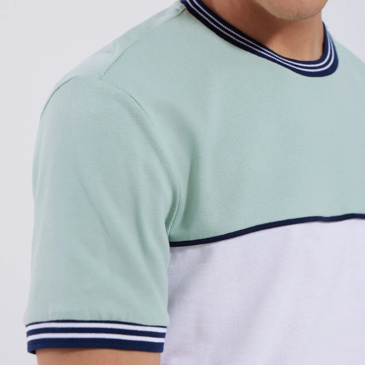 Camiseta Manga Corta Con Franjas
