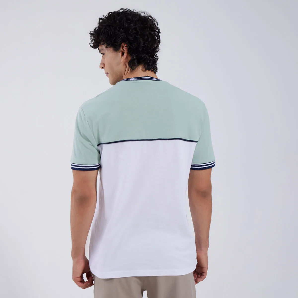 Camiseta Manga Corta Con Franjas