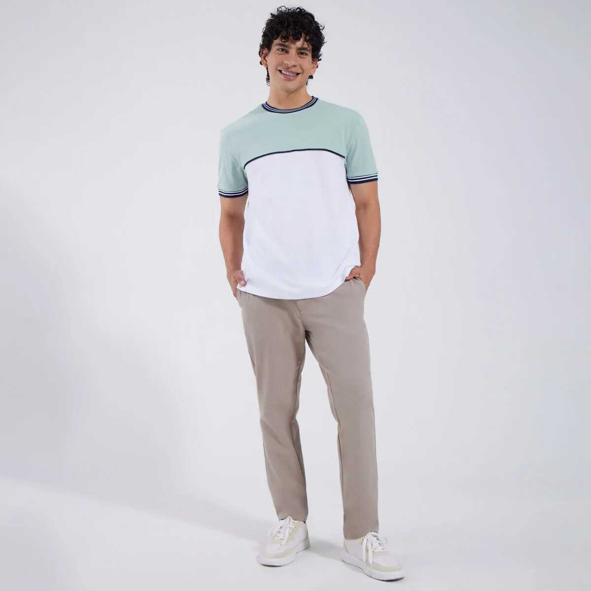 Camiseta Manga Corta Con Franjas