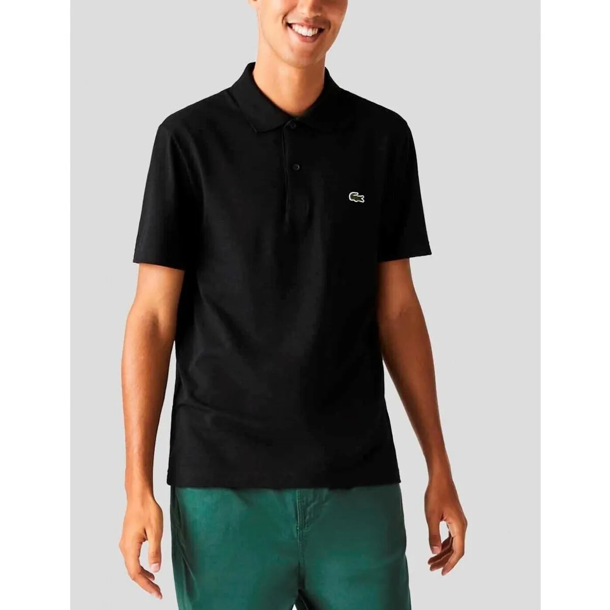 CAMISETA  POLO REGULAR FIT EN ALGODÓN ECOLÓGICO NOIR