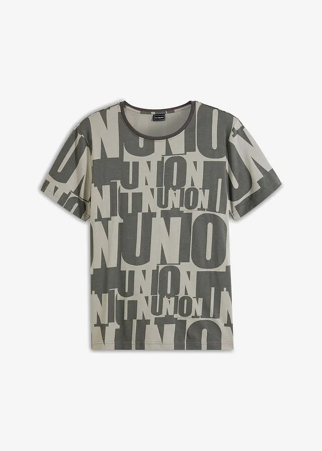 Camiseta, slim fit Gris neutro/antracita estampado