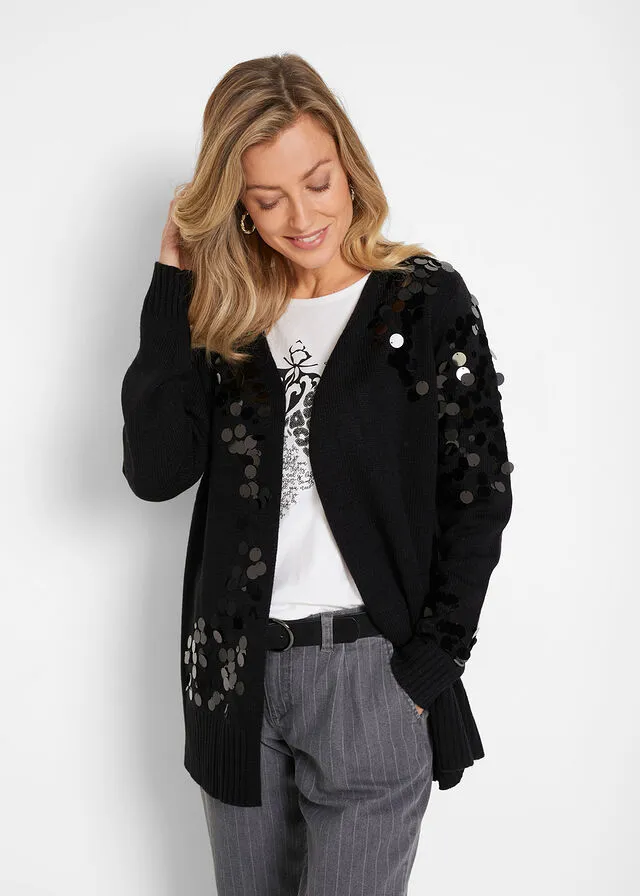 Chaqueta de punto con lentejuelas Negro