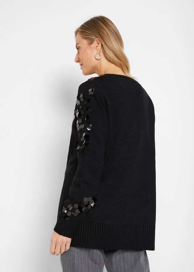 Chaqueta de punto con lentejuelas Negro