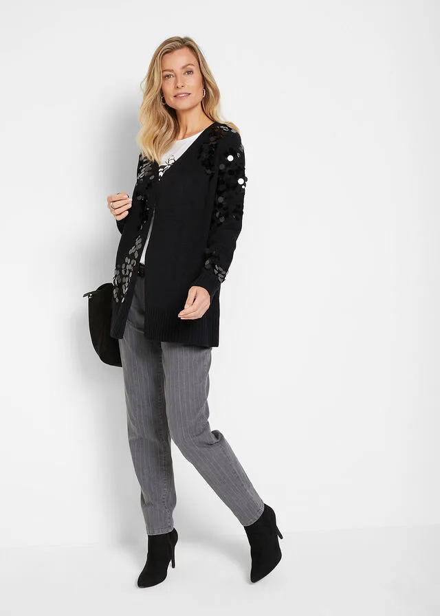 Chaqueta de punto con lentejuelas Negro