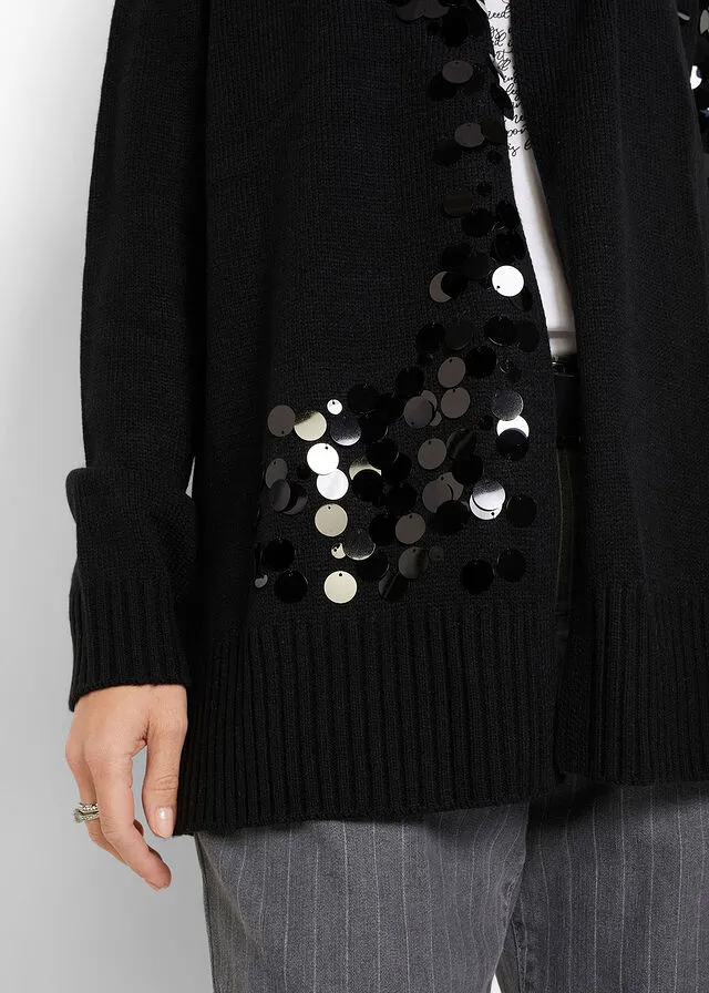 Chaqueta de punto con lentejuelas Negro