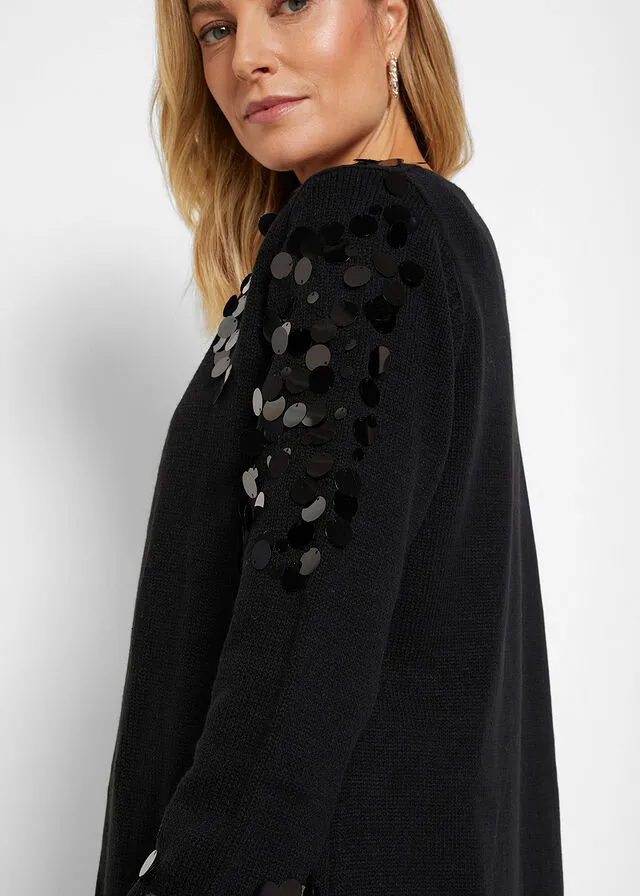 Chaqueta de punto con lentejuelas Negro